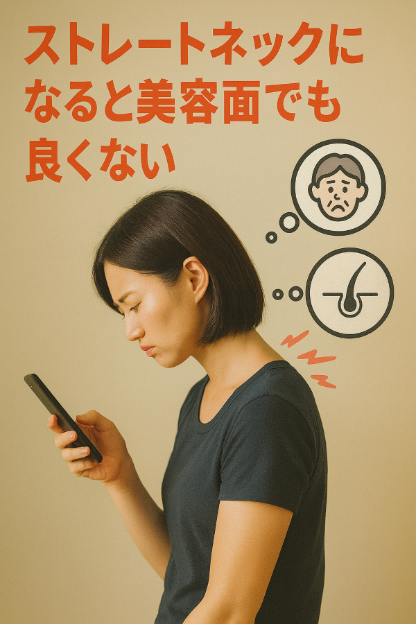 ストレートネックになると美容面でも良くないイラスト