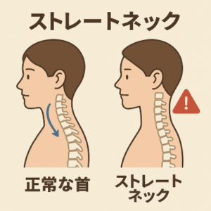ストレートネックと正常な首の違いイラスト