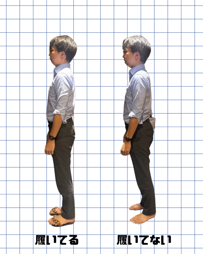 足半を履くと、こんなに重心が変わります