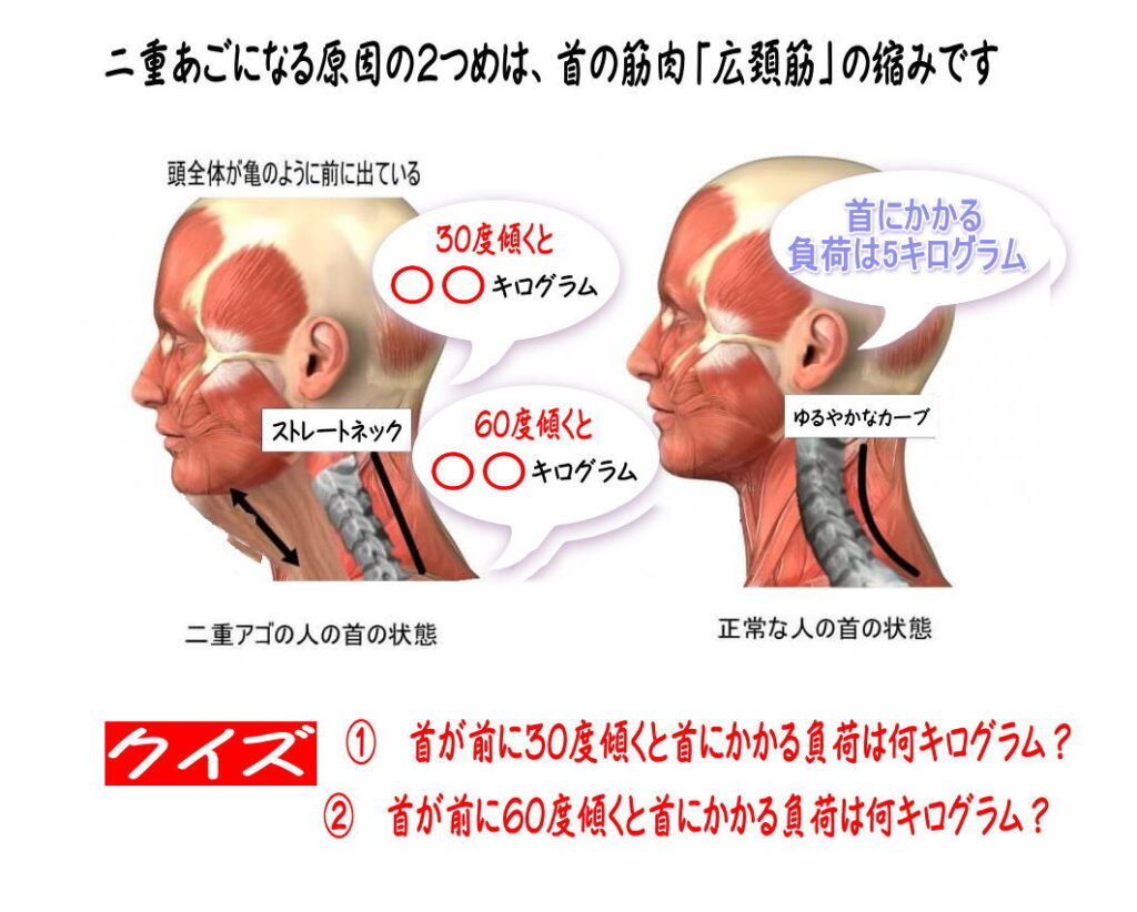 二重アゴになる原因 クイズ