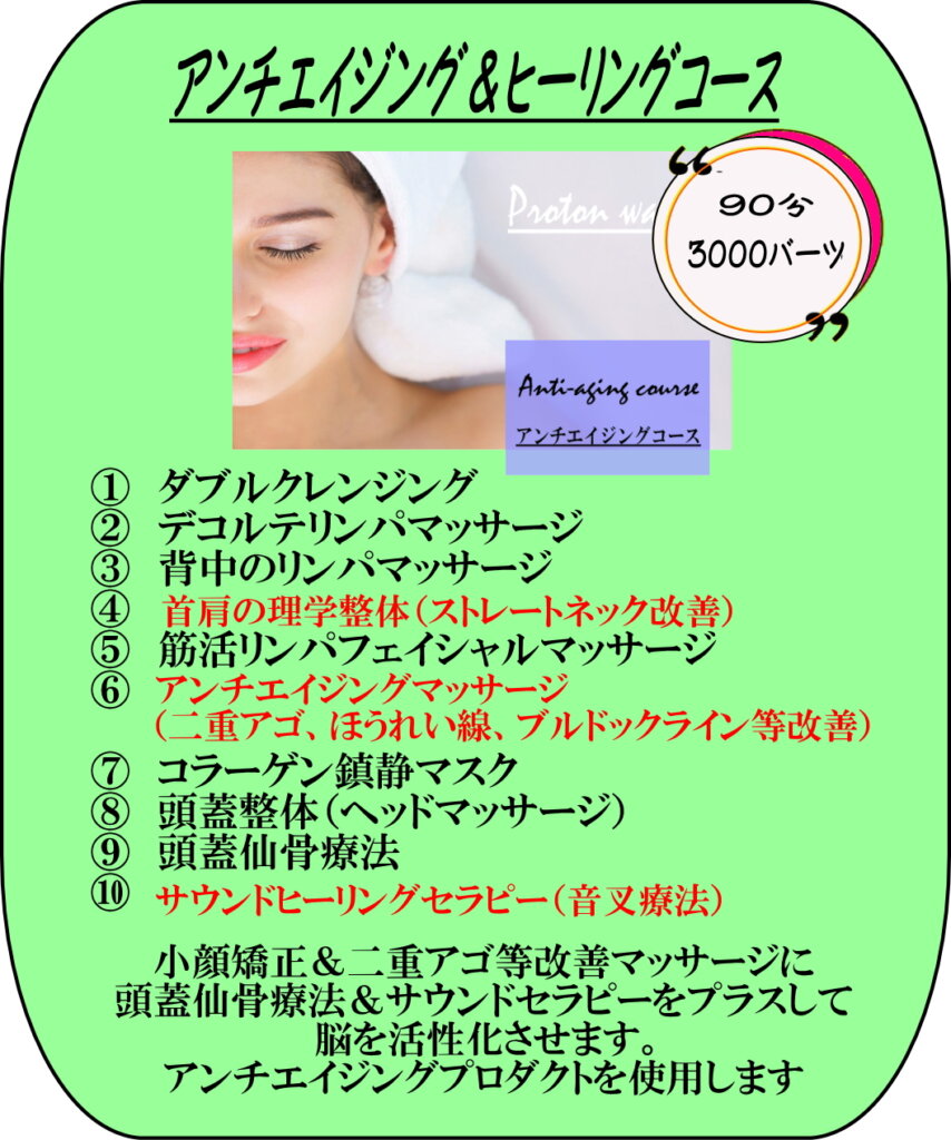 アンチエイジング＆ヒーリングコースの案内説明