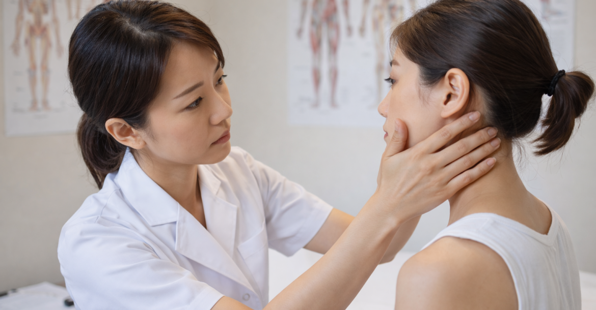 理学療法士が姿勢と全身バランスを評価している様子｜バンコクRENEスパ